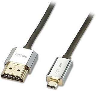 Lindy 41680 0.5m CROMO Slimline High Speed HDMI to Micro HDMI 2.0 Cable with Ethernet, 4k@60Hz HDMI 2.0 18G 3D 1080p HDCP 2.2 HDR ARC CEC ATC Tested, Black