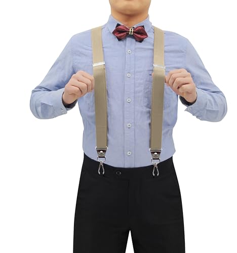 Image of Hook Suspenders for Men Swivel Hooks Adjustable Elastic Retro Suspenders