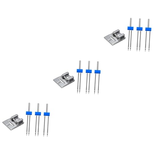 Accessori per macchine da cucire: piedino per macchina da cucire a doppio ago e doppio ago, adatta a tutte le macchine da cucire domestiche di tipo zigzag che richiedono un ago con un lato piatto e filo dalla anteriore verso quella posteriore.