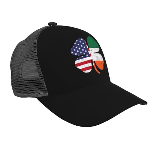 Irish American Flag Mesh Baseball Cap - Classic Adjustable Peaked Cap, Trucker Hat for Men and Women