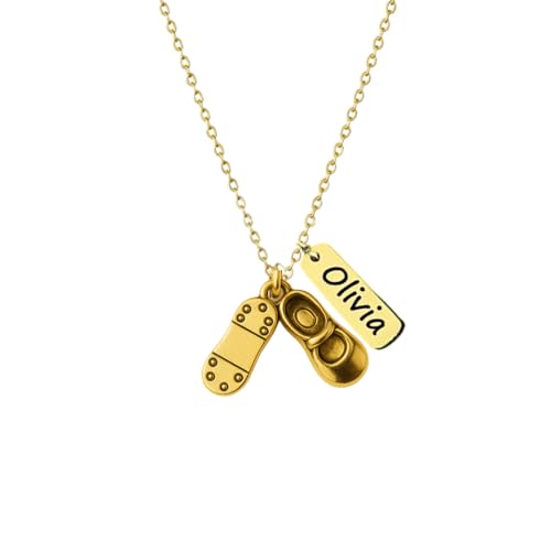 Sportybella Personalized Tap Dance Necklace with Custom Name Tag – Gold Plated Pendant with Tap Shoes Charm – Dance Jewelry Gift for Dancers and Recitals