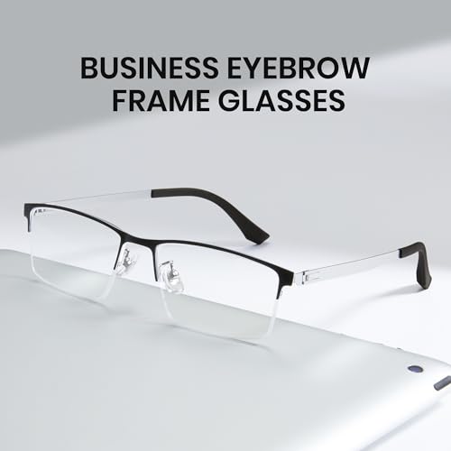 Image of Cyxus Titanium Frame Glasses for Men Semi Rim Eyewear Square Clear Lens Glasses Interchangable