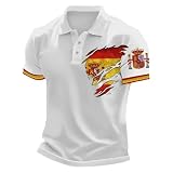 RUMAOZIA Camiseta de fútbol retro para hombre, manga corta, polo con diseño de bandera de España, de secado rápido, cómodo, transpirable, con botones, camisa hawaiana, cómoda camisa de verano para