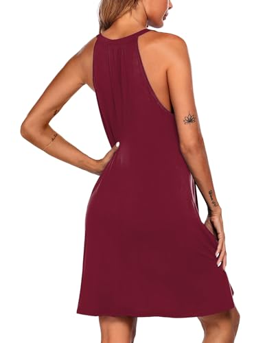 Image of Ekouaer Womens Nightgown Sleeveless Sleepwear V Neck Racerback Sleep Dress