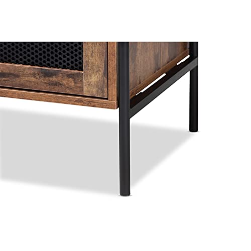 Baxton Studio Valeska Modern Brown Wood And Black Metal 2-Door Tv Stand #TOP5