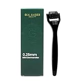 Gin Amber Beauty Mini Derma roller (0.25mm) - 48 Real Individual Needles, Microdermabrasion Device for Skin Care, Serum Absorption with Microneedling, Tool, Hygienic Case (Black Mini 0.25mm)