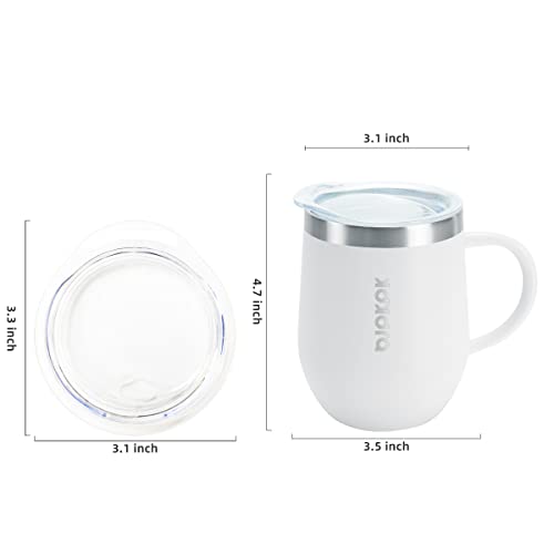 Image of BJPKPK 2PCS Insulated Coffee Mug with Lid, 12oz Stainless Steel Tumbler | Travel Coffee Mug with Handle, Vacuum Insulated Tumbler Cup for Camping, Office, Home, BPA Free Lid, Hot & Cold