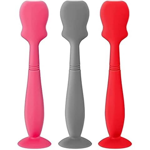 3pcs 6.3inch Baby Diaper Cream Spatula with Suction Cup Paste Applicator Silicone Diaper Rash Cream Brush BPA-free Butt Paste Spatula with Humanized Handle for Baby Newborn (red) Cover