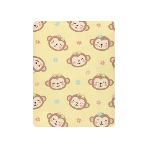 Image of Monkey Flowers Yellow Fitted Crib Sheet for Boys Girls Baby Mattress Sheets for Toddler Bed Mattress,39 x 27 in