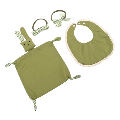 VICASKY Newborn Bedtime Set Cotton Security Blanket Bandana Bib Hair Ties Essential Girls for Birth Announcements and Moms