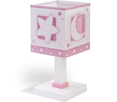 Dalber Lámparas Mesita Infantil Luna y Estrellas Moon Light Rosa, 40 W