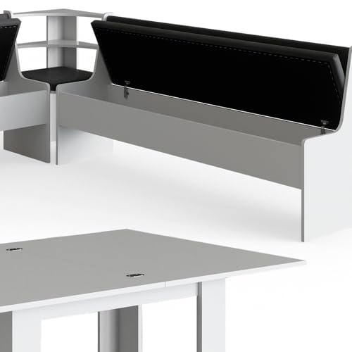 Vicco Gruppo Panca Ad Angolo Bianco 210 X 41.5 Cm Con Tavolo - 6