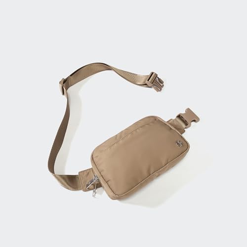 Image of Pander Everywhere Belt Bag for Women, 5 Zipper Pockets Nylon Crossbody Fanny Pack Purse (Gray Brown)