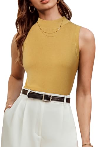 Image of Arach&Cloz Women's Wool Blend Mock Neck Fall Business Casual Sweater Tank