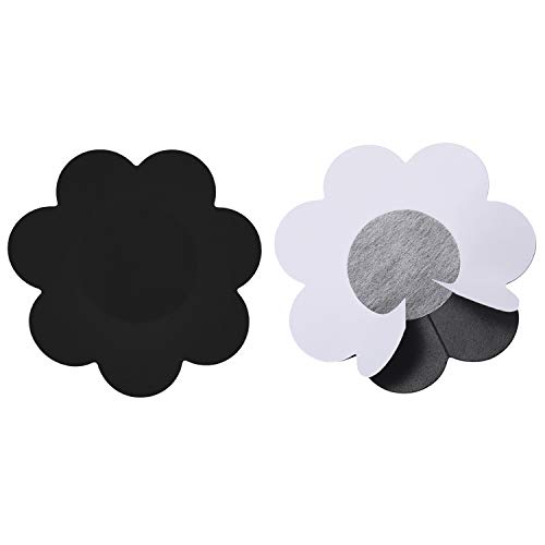 Satinior 10 Pairs Nipple Cover Plum Shaped Disposable Breast Covers Self-Adhesive Petal Pad Bra Pasties For Women (Black), Medium #TOP1