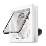 WIXOVO Sportello per cani a 4 vie, Gattaiola per Gatti, porta per animali domestici, per gatti, gatti, gattini, cani di piccola taglia, 20 x 19x1.8 cm bianco
