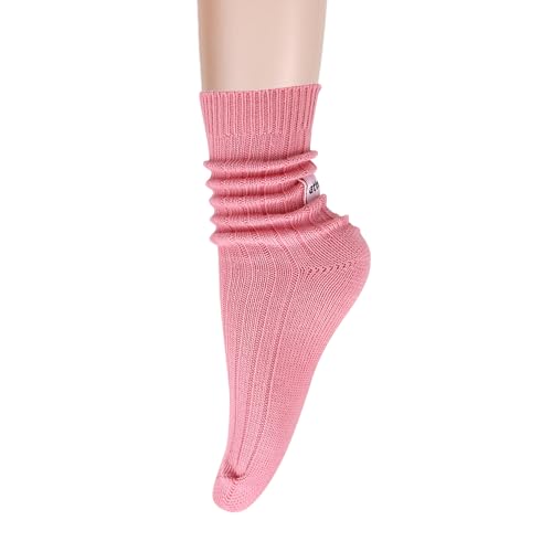 Image of Benefeet Sox Crew Socks for Women Retro Cotton Ribbed Knit Casual Socks Solid Color Athletic Sock
