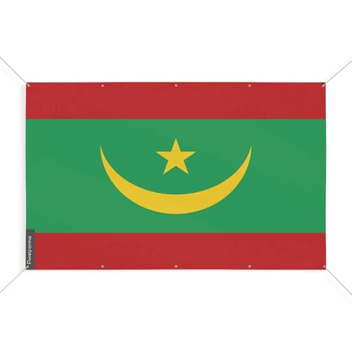 Drapeau Mauritanie grand format 190x285 cm avec dix oeillets métalliques