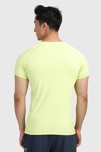 Image of FUAARK Men's Round Neck Slim fit Gym & Active wear Sports T-Shirt for Workout & Casual Wear Lime