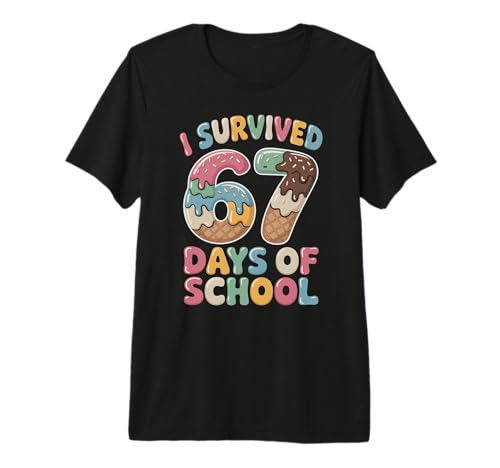 Kids I Survived 67 Days of School Slang Gen Alpha Z Slay Six Premium Tri-Blend T-Shirt