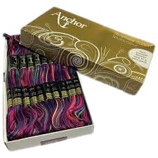 Anchor Cross Stich/Long Stich Embroidery Cotton Threads,Pack of 25, 8 Mt Each Skeins (Multicolour Shade No. 1375)