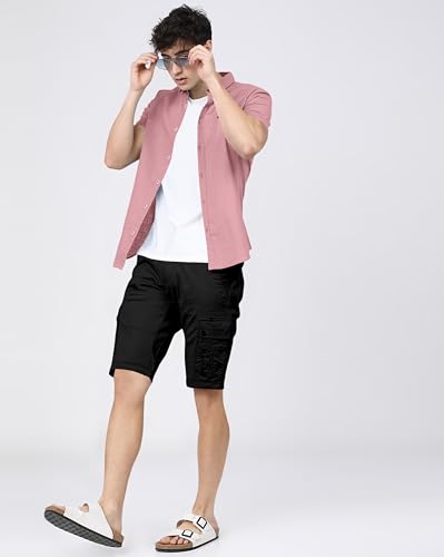 Image of BRUCEWANE Men's 100% Cotton Half Sleeve Shirt