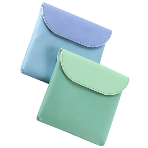 TOYANDONA Bolsa para Compresas Higiénicas de Poliuretano 2 Piezas Verde y Azul Organizador Portátil Resistente para Tampones y Compresas Menstruales Adecuado para Viaje y Uso Diario