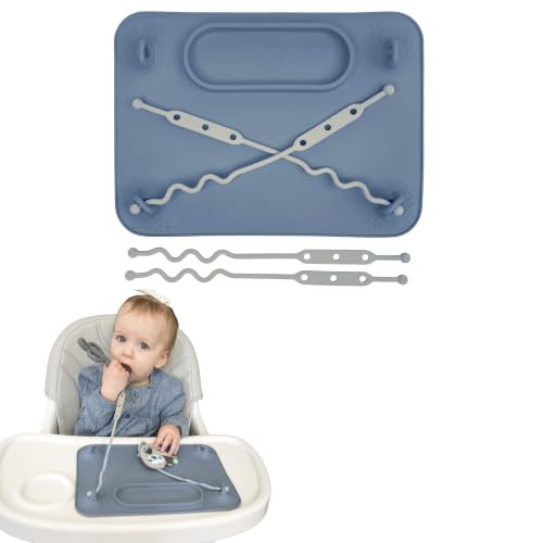Image of Busy Baby Silicone Mat NEW Suction Cups Self Feeding with 4 Straps (Pewter)