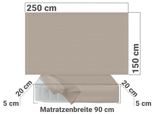 npluseins Bettlaken 150x250cm Leintuch ohne Gummizug Tuch ist ideal Terrasse Reisen Camping und Tischtuch - Wohnmobil Laken - Betttuch ohne Gummizug 100% Baumwolle, ca. 150 x 250 cm, beige