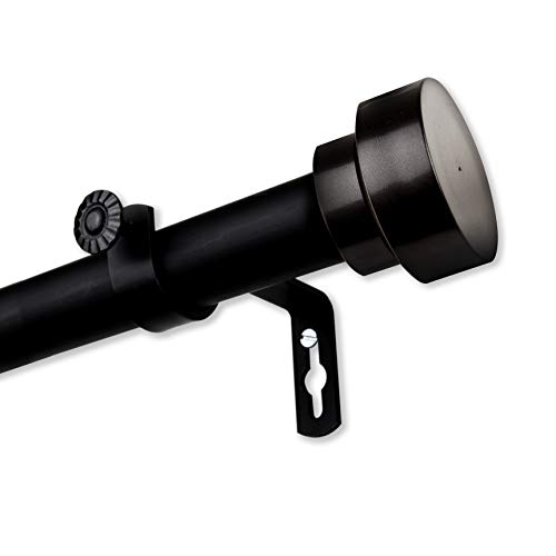 Rod Desyne 100-37-662 Bonnet Curtain Rod 1" Od - Single Curtain Rod Set, Black, 66-120" #TOP1