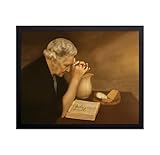 Poster Master Vintage Praying Wise Woman Over Bible Print - Gratitude Poster - Moody Art - Gift for Men & Women - Religious Christian Decor for Living Room or Kitchen - 8x10 UNFRAMED Wall Art