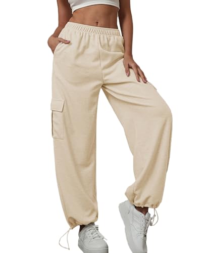 ALSOGO Women's Joggers Sweatpants Athletic Workout Running Baggy Lounge Pants Casual High Waisted Loose Pnats with Pockets
