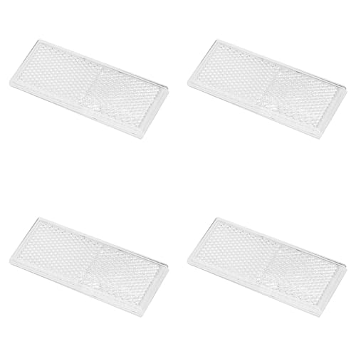 MULTIBROS 4 Stück Reflektor selbstklebend Katzenauge für Anhänger Wohnwagen Traktor rund rechteckig Rückstrahler (weiß, rechteckig)