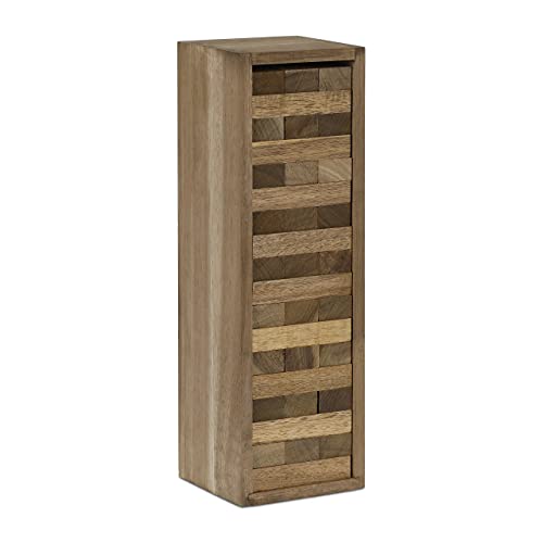 Relaxdays Torre Bloques 54 Piezas, Caja de Madera, Niños y Adultos, Juego Fiesta, 29 x 9,5 x 8,5 cm, Natural, 29 x 9.5 x 8.5 cm