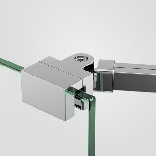EMKE Soporte de pared de ducha estabilizador de 180 ° ajustable a izquierda y derecha para pared lateral de ducha, soporte de pared fijo, barra estabilizadora de 500 mm, rectangular, para cristal de