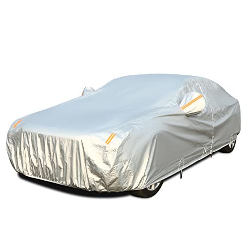 Tecoom Car Cover Waterproof All Weather, 3 Layers Outdoor Car Covers For Automobiles With Zipper Door/Lock, Fleece Lining Full Exterior Covers Wind Snow Uv Sun Protection Fit For Sedan (170-190 Inch) #TOP8