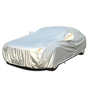 Tecoom Car Cover Waterproof All Weather, 3 Layers Outdoor Car Covers for Automobiles with Zipper Door/Lock, Fleece Lining Full Exterior Covers Wind Snow UV Sun Protection Fit for Sedan (170-190 Inch)