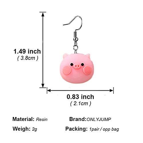ONLYJUMP Pink Pig Earrings for Women Cute Sweet Animal Dangle Drop Earrings Jewelry Charms Gift3