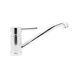 Pixaflo Florent Brass Single Lever Sink Mixer with Swinging Spout and 450 mm Long Braided Hoses (Chrome) (Table Mounted)