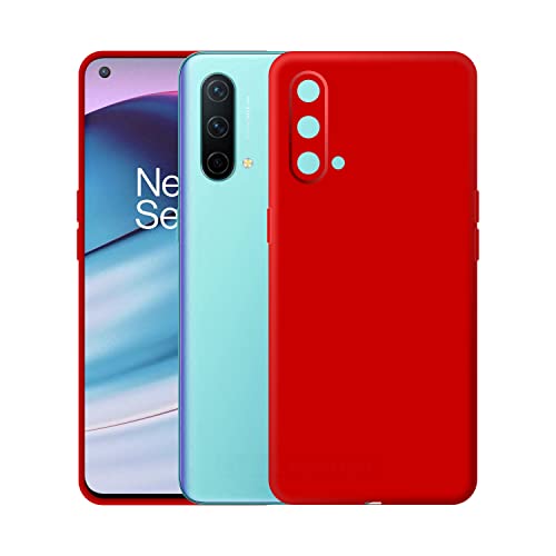 Image of Case Creation Liquid TPU Silicone Cover for Oneplus NORD CE Soft Case,Anti-Dirty Slim Case Frosted Matte Candy TPU Raised Bezel (Splash of Color) Back Case Cover for Oneplus NORD CE - Glamour Red