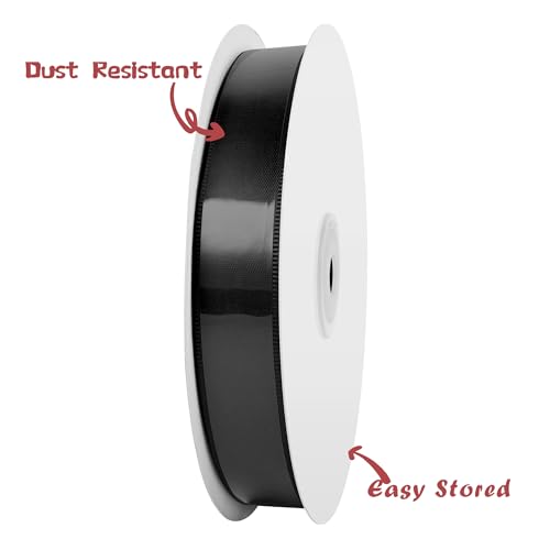 Image of Double Face Black Satin Ribbon 3 /4 inch x 50 Yards Polyester Material Perfect for Gift Wrapping Weddings Parties Hair Bows Valentine's Day Invitations and Decorations