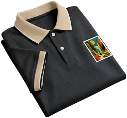 DYRECTDEALS Regular Fit Solid Half Sleeve Casual Tipping Collar Polo T-Shirt for Men Black