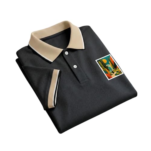 Image of Regular Fit Solid Half Sleeve Casual Tipping Collar Polo T-Shirt for Men