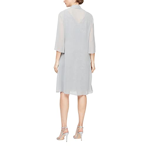 Image of Alex Evenings Women's Short Embroidered Dress with Illusion Jacket