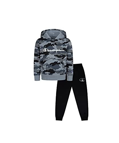Champion Boys Hertiage 2-7 Two Piece Hooded And Crew Neck Fleece Pant Fleece Sweatshirt Sport Sets (12 Months, Concrete Camo/Black) #TOP23