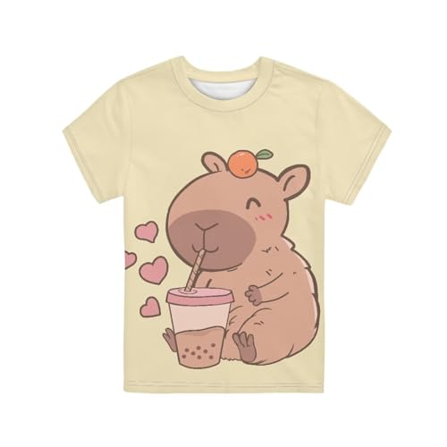 Image of Xhuibop Kids Tshirts Girls Boys 3-16 Years Summer Clothes for Teens Loose Fitting Tops