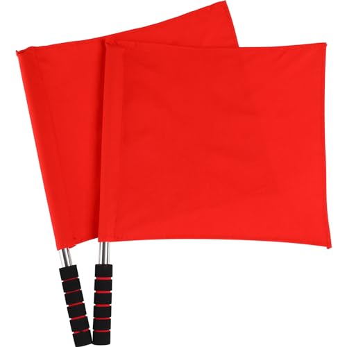 BESPORTBLE 2 Pcs Red Referee Flags with Anti-Slip Handle - Hand Flags for Soccer, Volleyball, Football, and Track Events, Ideal for Referees and Fan Cheering