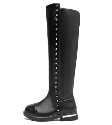 DADAWEN Girl's Waterproof Side Zipper Knee High Riding Boots (Toddler/Little Kid/Big Kid)4