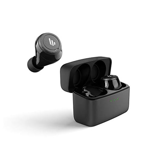 Edifier TWS5 True Wireless Earbuds - Up to 32 Hour Battery Life with Mic and Charging Case, Bluetooth v5.0 aptX, IPX5 Splash & Sweatproof, Easy Pairing - Black