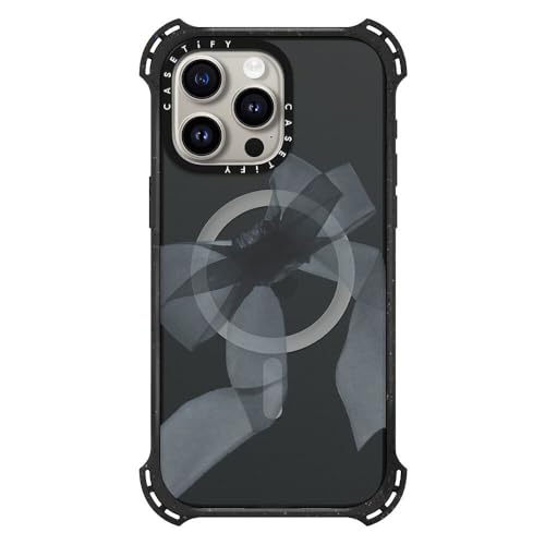 CASETiFY �o�E���X MagSafe�Ή� iPhone 15 Pro Max �P�[�X [MIL�K�i���� (6x MIL-STD-810G) / 6.5m����̗����������N���A / MagSafe �ɑΉ�] - Black Organza Ribbon